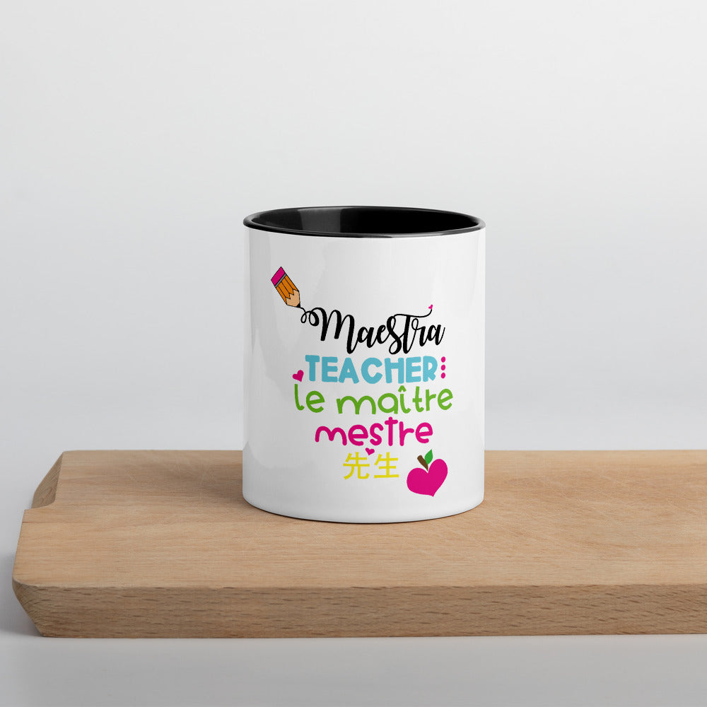 Multilingual Teacher / Maestra Mug with Color Inside